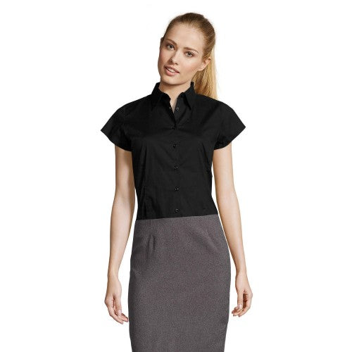 Front - SOLS Womens/Ladies Excess Stretch Short-Sleeved Blouse