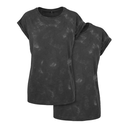 Front - Build Your Brand Womens/Ladies Batik Dye Extended Shoulder T-Shirt