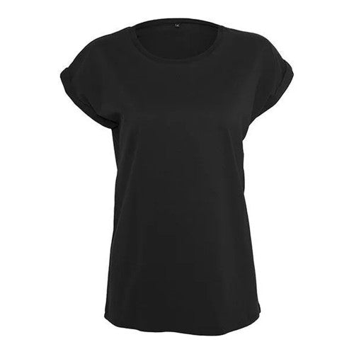 Front - Build Your Brand Womens/Ladies Cotton Extended Shoulder T-Shirt