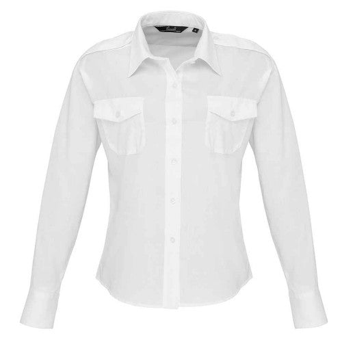 Front - Premier Womens/Ladies Long-Sleeved Pilot Shirt