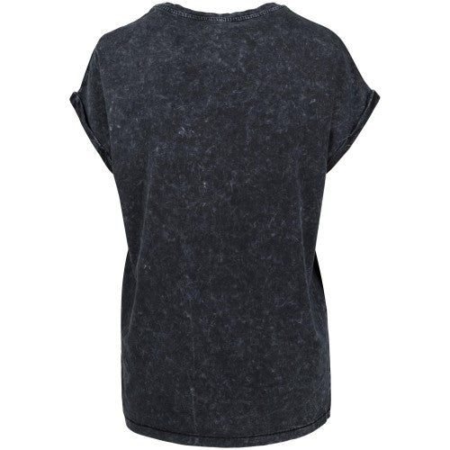 Front - Build Your Brand Womens/Ladies Acid Wash Extended Shoulder T-Shirt