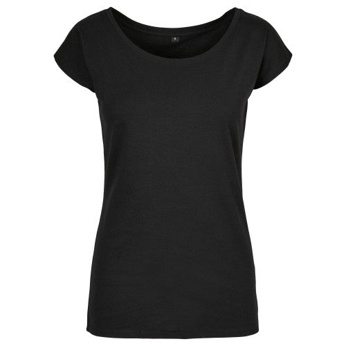 Front - Build Your Brand Womens/Ladies Wide Neck T-Shirt