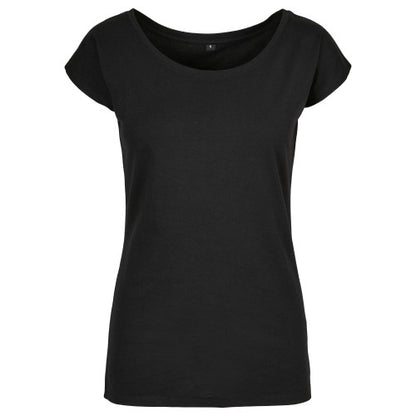 Front - Build Your Brand Womens/Ladies Wide Neck T-Shirt
