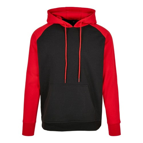 Front - Build Your Brand Mens Contrast Raglan Hoodie