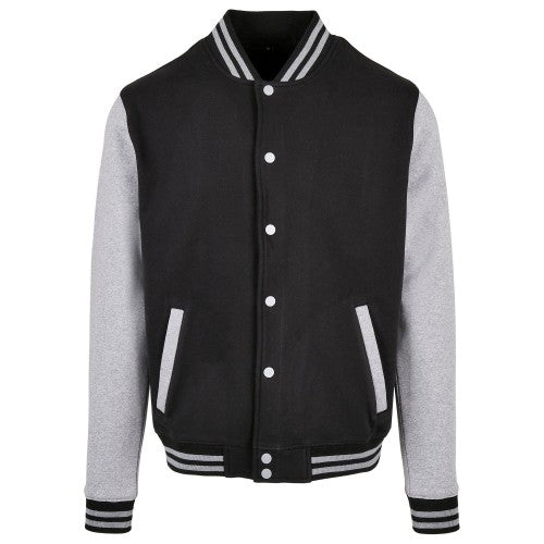 Front - Build Your Brand Mens Basic Varsity Jacket