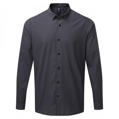 Front - Premier Mens Maxton Checked Long-Sleeved Shirt