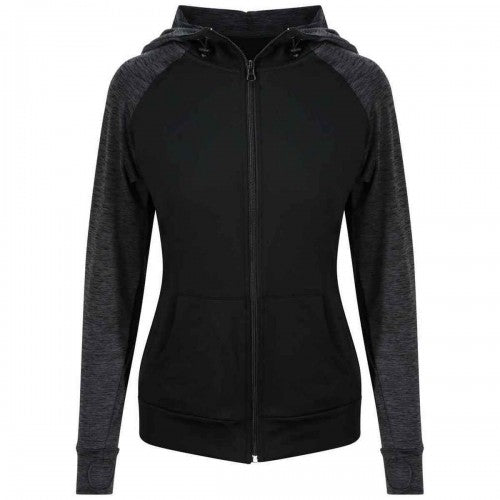 Front - Just Cool Womens/Ladies Cool Contrast Full Zip Hoodie