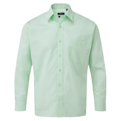 Front - Premier Mens Poplin Long-Sleeved Shirt