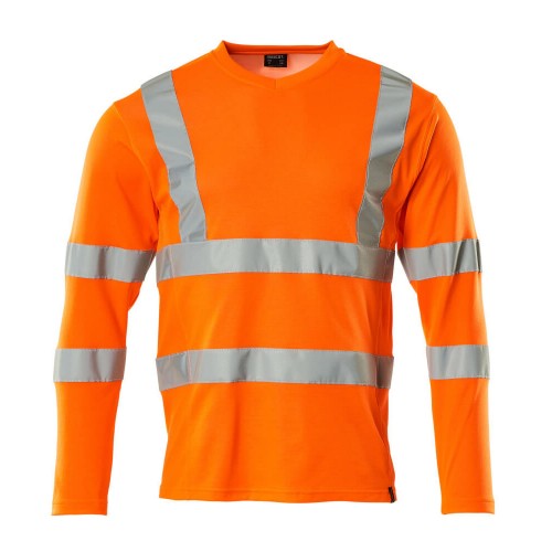 Front - Mascot Mens Safe Classic V Neck Long-Sleeved Safety T-Shirt