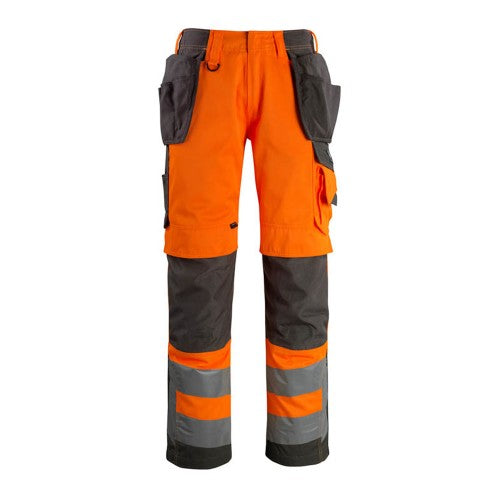 Front - Mascot Mens Safe Supreme Wigan Hi-Vis Holster Pocket Work Trousers