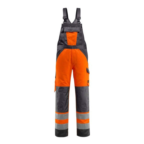 Front - Mascot Mens Safe Light Knee Pad Pockets Bib And Brace Trouser