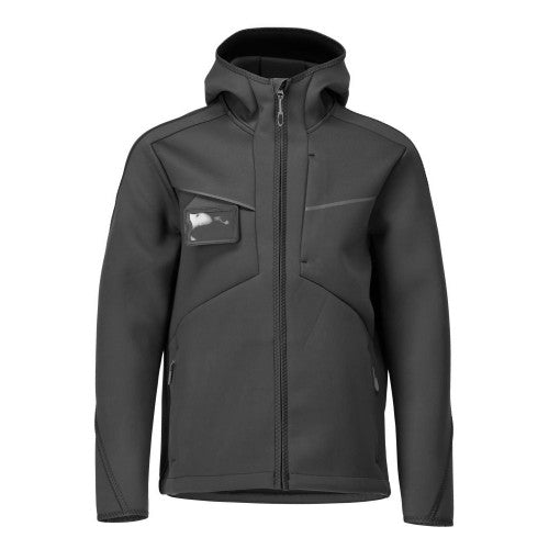 Front - Mascot Mens Customised Stretch Hooded Soft Shell Jacket