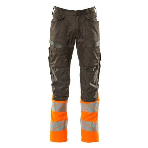 Front - Mascot Womens/Ladies Accelerate Safe Hi-Vis Knee Pad Pockets Work Trousers