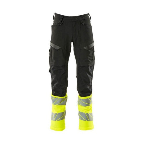 Front - Mascot Mens Accelerate Safe Hi-Vis Knee Pad Pockets Work Trousers
