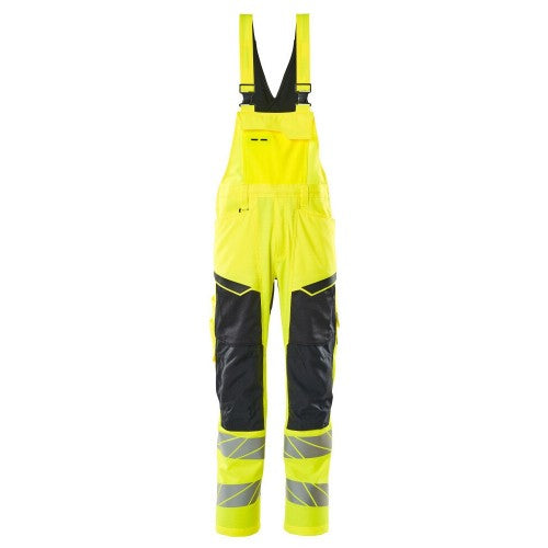 Front - Mascot Mens Hi-Vis Knee Pad Pockets Bib And Brace Overall