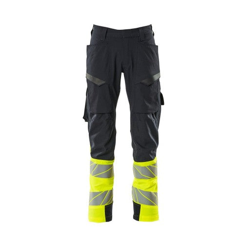 Front - Mascot Mens Accelerate Safe Hi-Vis Work Trousers