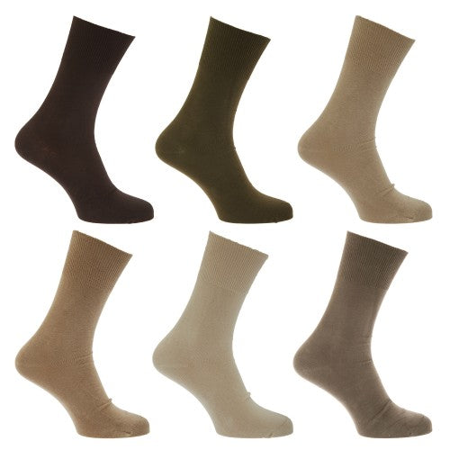 Front - Mens Stay Up Non Elastic Diabetic Socks (Pack Of 6)