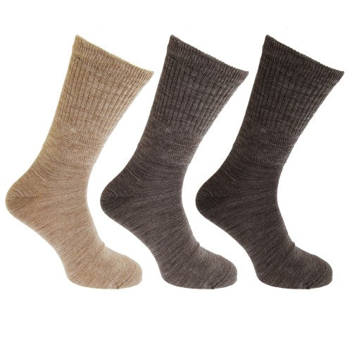 Front - Mens Lambs Wool Blend Diabetic Extra Wide Socks (3 Pairs)