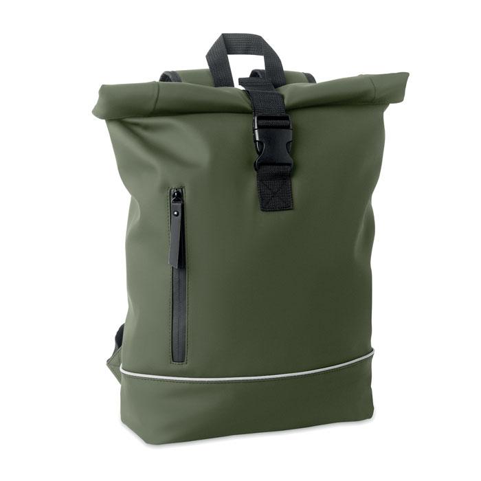 Dark Green - Front - MidOcean Laptosa Roll Top PU Laptop Backpack