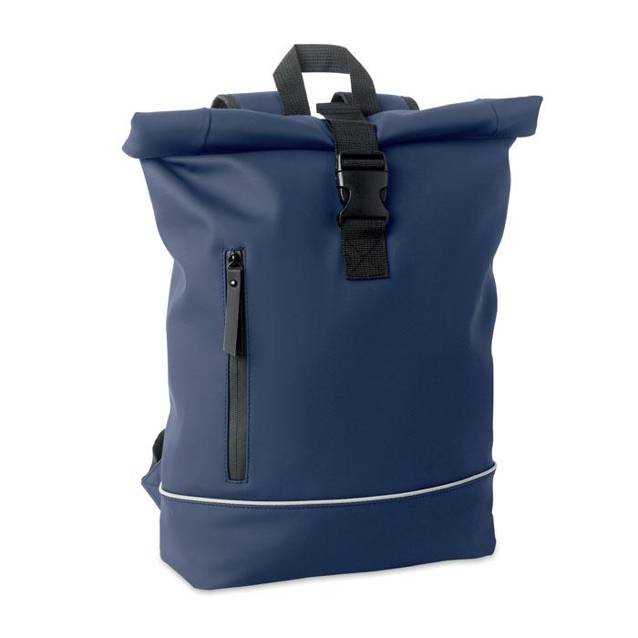 Blue - Front - MidOcean Laptosa Roll Top PU Laptop Backpack
