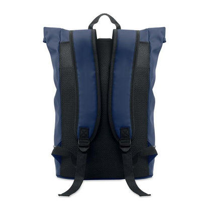 Blue - Back - MidOcean Laptosa Roll Top PU Laptop Backpack