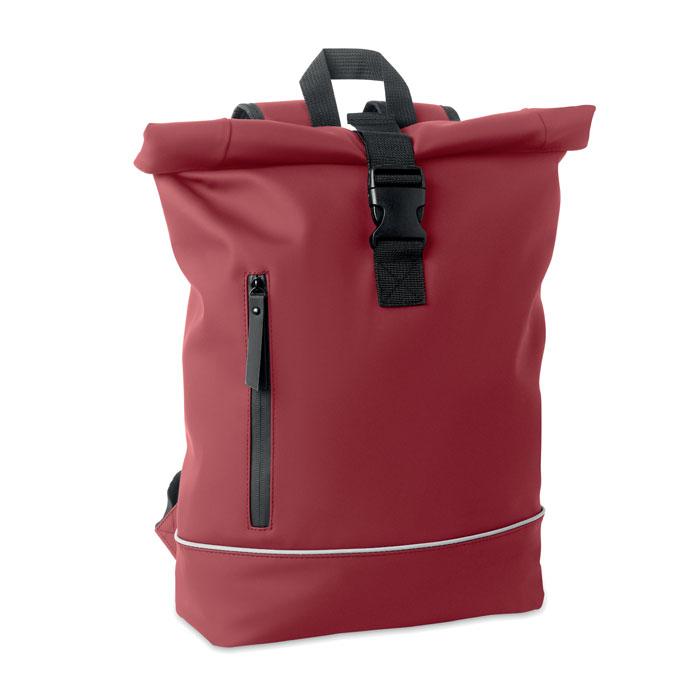 Burgundy - Front - MidOcean Laptosa Roll Top PU Laptop Backpack
