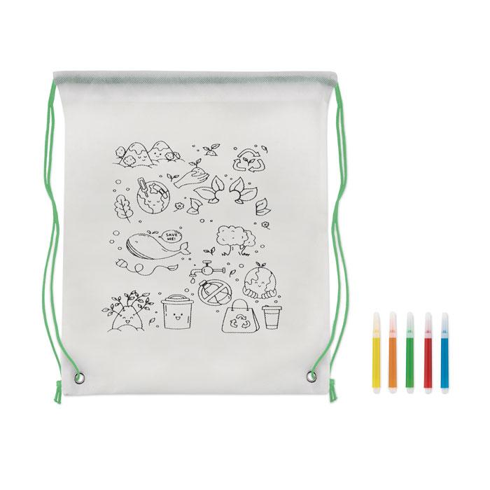 Lime - Back - MidOcean Carrydraw Non-Woven Drawstring Bag