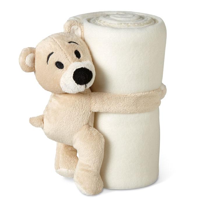 White - Front - MidOcean Manta Fleece Bear Blanket
