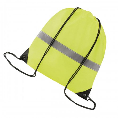 Front - MidOcean Stripe Reflective Drawstring Bag