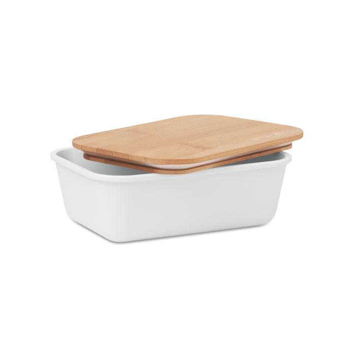 White - Side - MidOcean Thursday Bamboo 1L Lunch Box