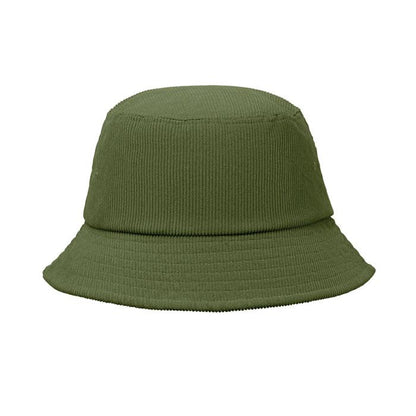 Army Green - Front - MidOcean Scoop Plain Corduroy Bucket Hat