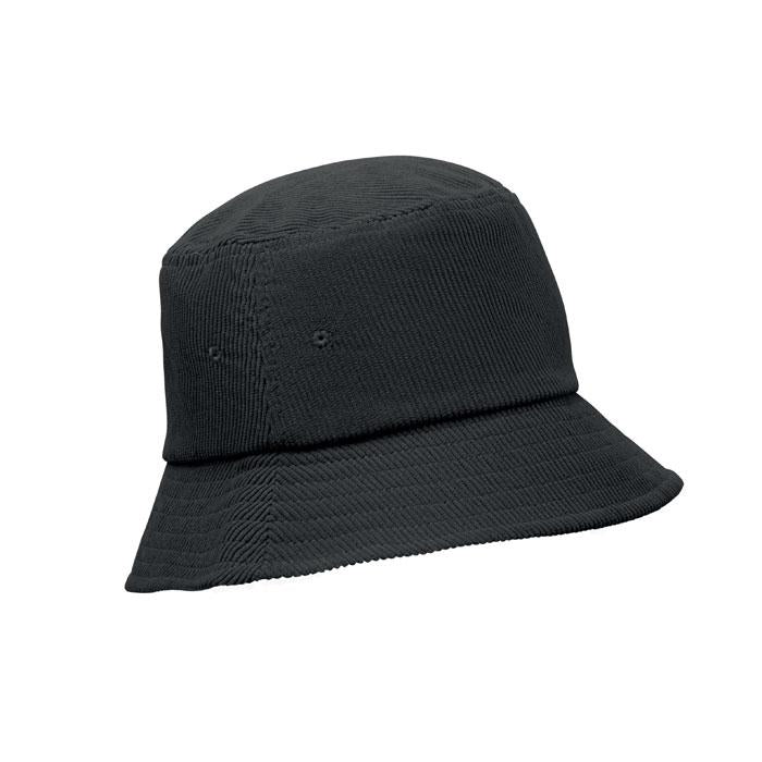 Black - Back - MidOcean Scoop Plain Corduroy Bucket Hat