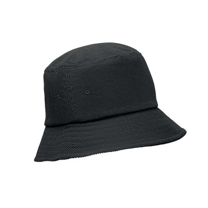 Black - Back - MidOcean Scoop Plain Corduroy Bucket Hat
