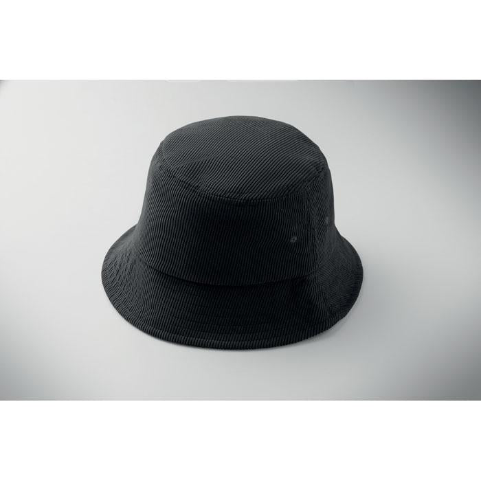 Black - Side - MidOcean Scoop Plain Corduroy Bucket Hat