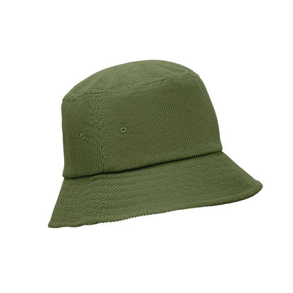 Army Green - Back - MidOcean Scoop Plain Corduroy Bucket Hat
