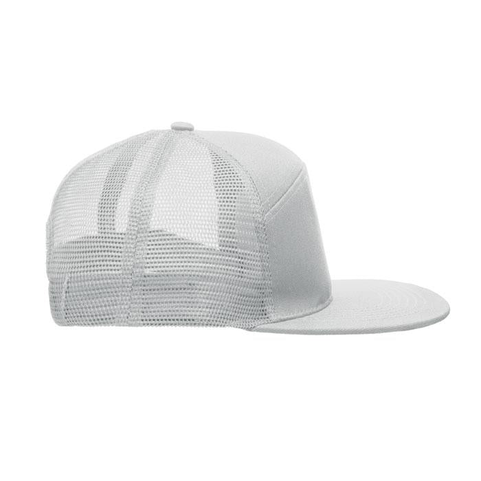 White - Lifestyle - MidOcean Bead Flat Peak Trucker Cap