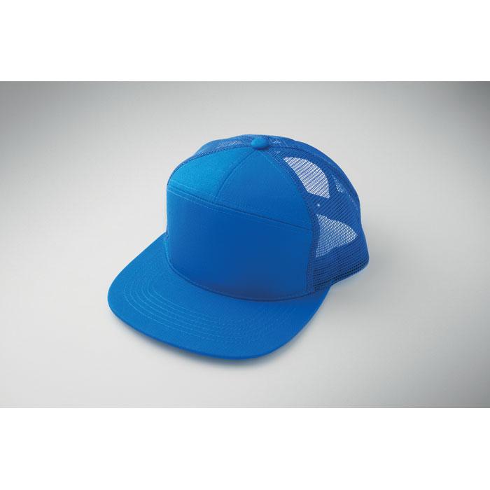 Royal Blue - Close up - MidOcean Bead Flat Peak Trucker Cap