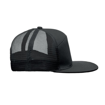 Black - Lifestyle - MidOcean Bead Flat Peak Trucker Cap