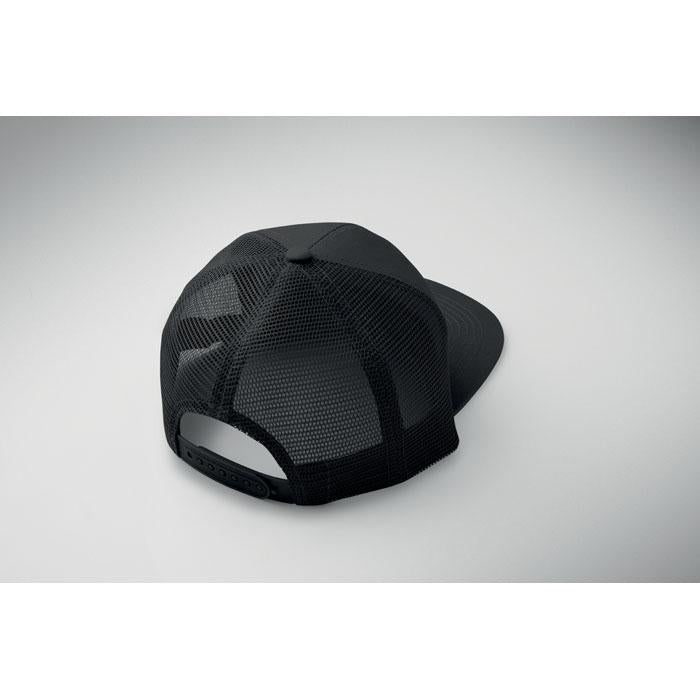 Black - Pack Shot - MidOcean Bead Flat Peak Trucker Cap