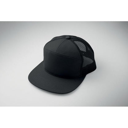 Black - Close up - MidOcean Bead Flat Peak Trucker Cap