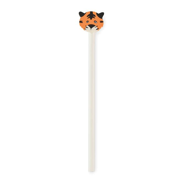 White - Front - MidOcean Circo Tiger Wooden Pencil