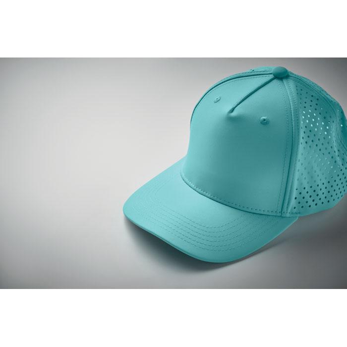 Turquoise - Side - MidOcean Unisex Adult Capo 5 Panel Baseball Cap