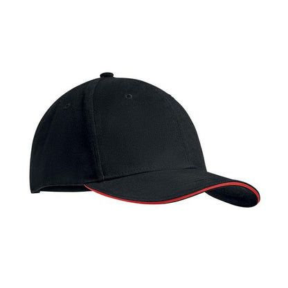 Black-Red - Front - MidOcean Tekapo Heavy Brushed Cotton Baseball Cap