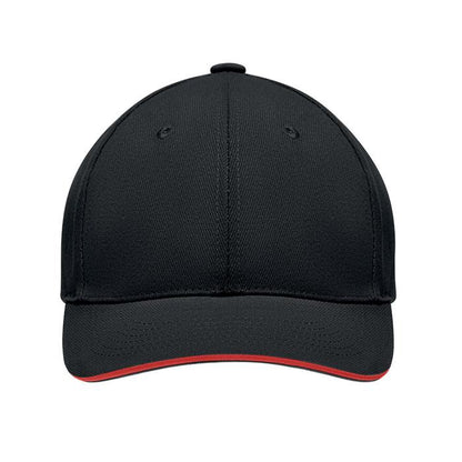 Black-Red - Side - MidOcean Tekapo Heavy Brushed Cotton Baseball Cap