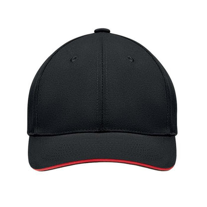 Black-Red - Lifestyle - MidOcean Tekapo Heavy Brushed Cotton Baseball Cap