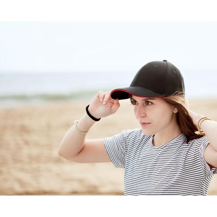 Black-Red - Pack Shot - MidOcean Tekapo Heavy Brushed Cotton Baseball Cap