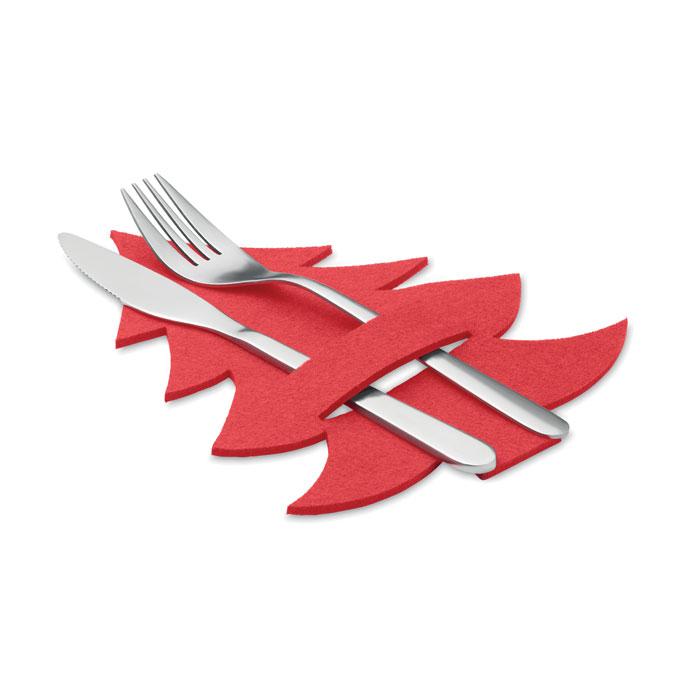 Red - Lifestyle - MidOcean Treesguard RPET Felt Cutlery Holder Set (Pack of 4)