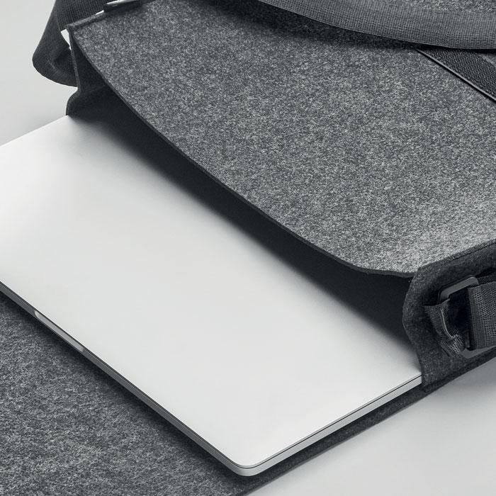 Stone Grey - Side - MidOcean Baglo RPET Felt Laptop Bag