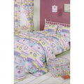 Front - Mucky Fingers Childrens Girls Patchwork Design Unlined Curtains With Tiebacks