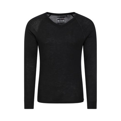 Front - Mountain Warehouse Mens Merino Wool V Neck Base Layer Top